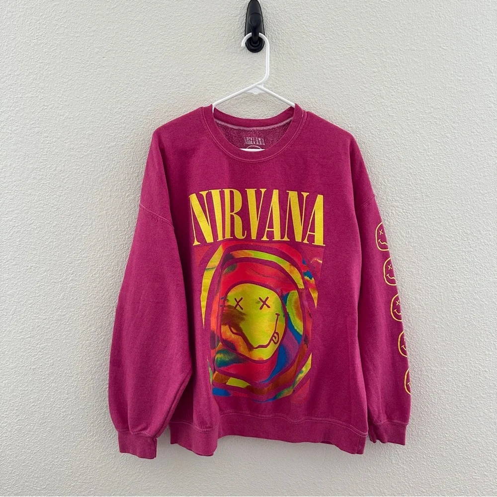 Urban Outfitters Nirvana Smiley Oversized Sweater - Grunge Streetwear Y2K - S/M‎